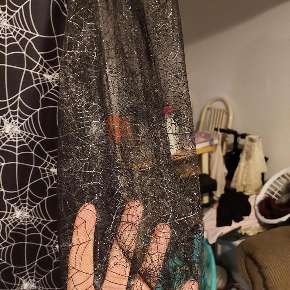 Spider dress black with batwing lace sleeves - Picture 3 of 5